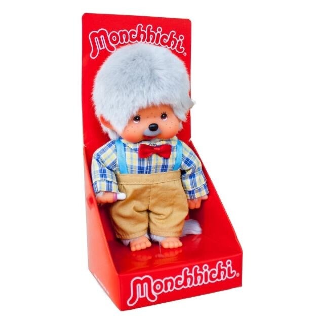 Monchhichi Plüschfigur Großvater mit Hemd und Hose grau 20cm