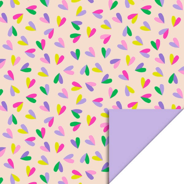 Geschenkpapier - Hearts Duo Beige - Lilac