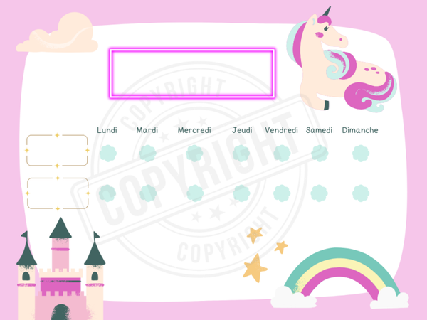 Système de récompense - Princesse et licorne -