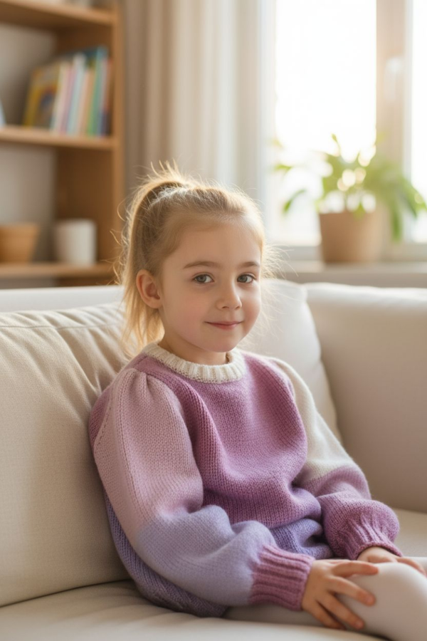 Pull enfant tricot main laine vierge – Taille 2-3 ans