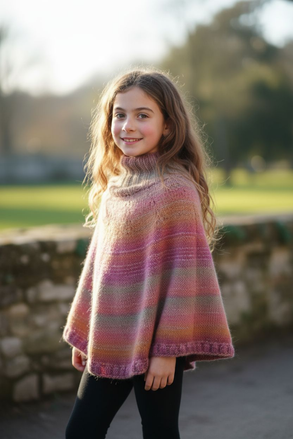 Poncho chaud et élégant pour enfant, idéal pour les journées fraîches :