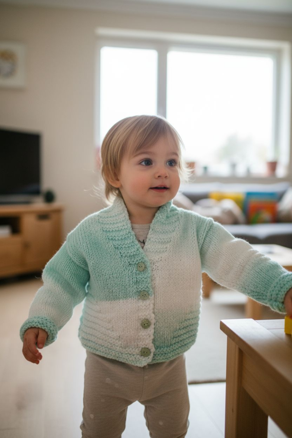 Pull en laine tricoté main – Taille 18/24 mois