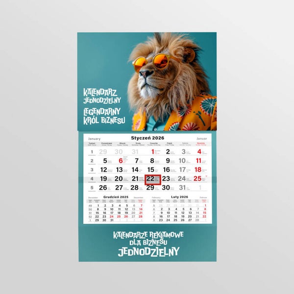 Kalendarze JEDNODZIELNE z Twoją grafiką reklamową