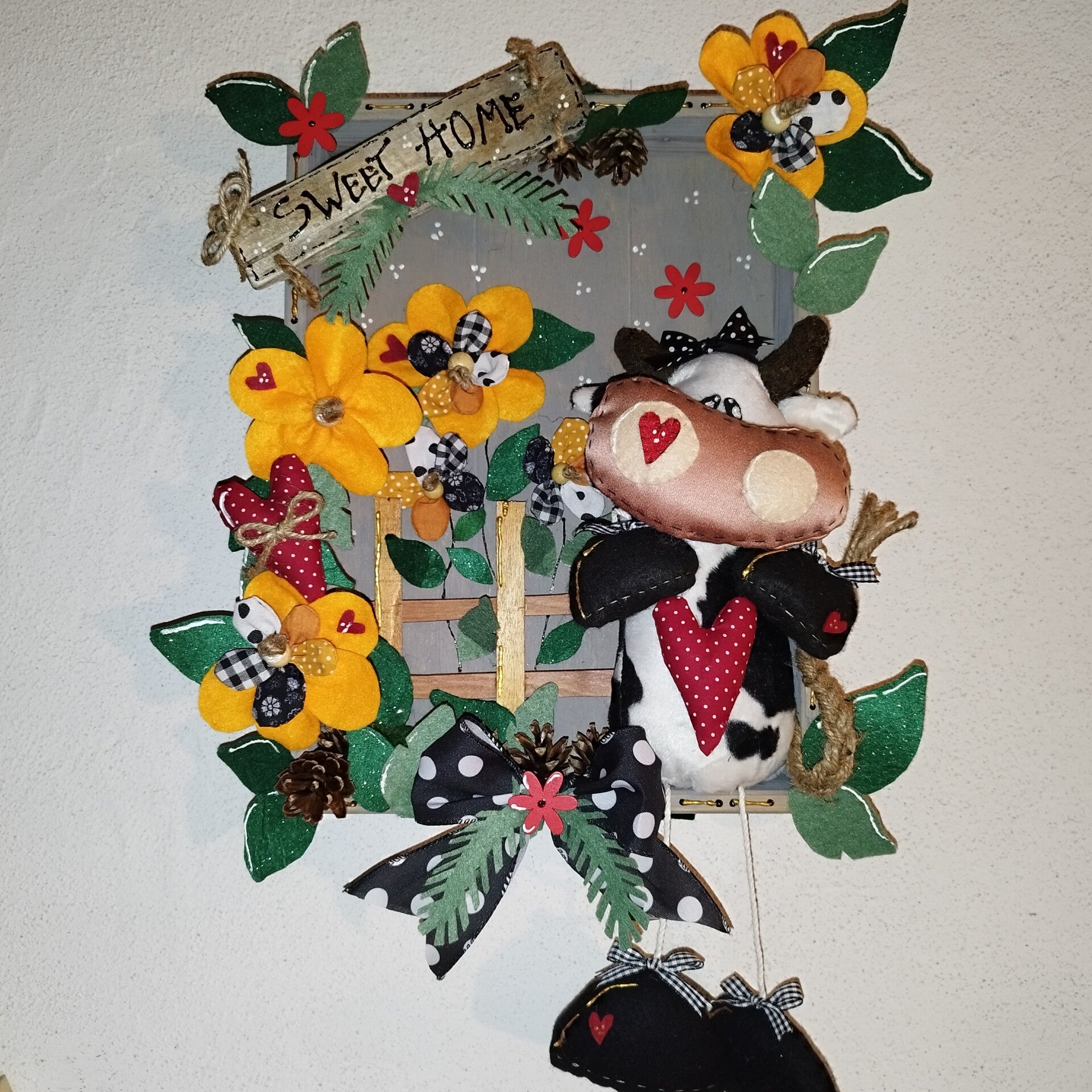Tableau avec vachette à coeur ❤️🥨🌲