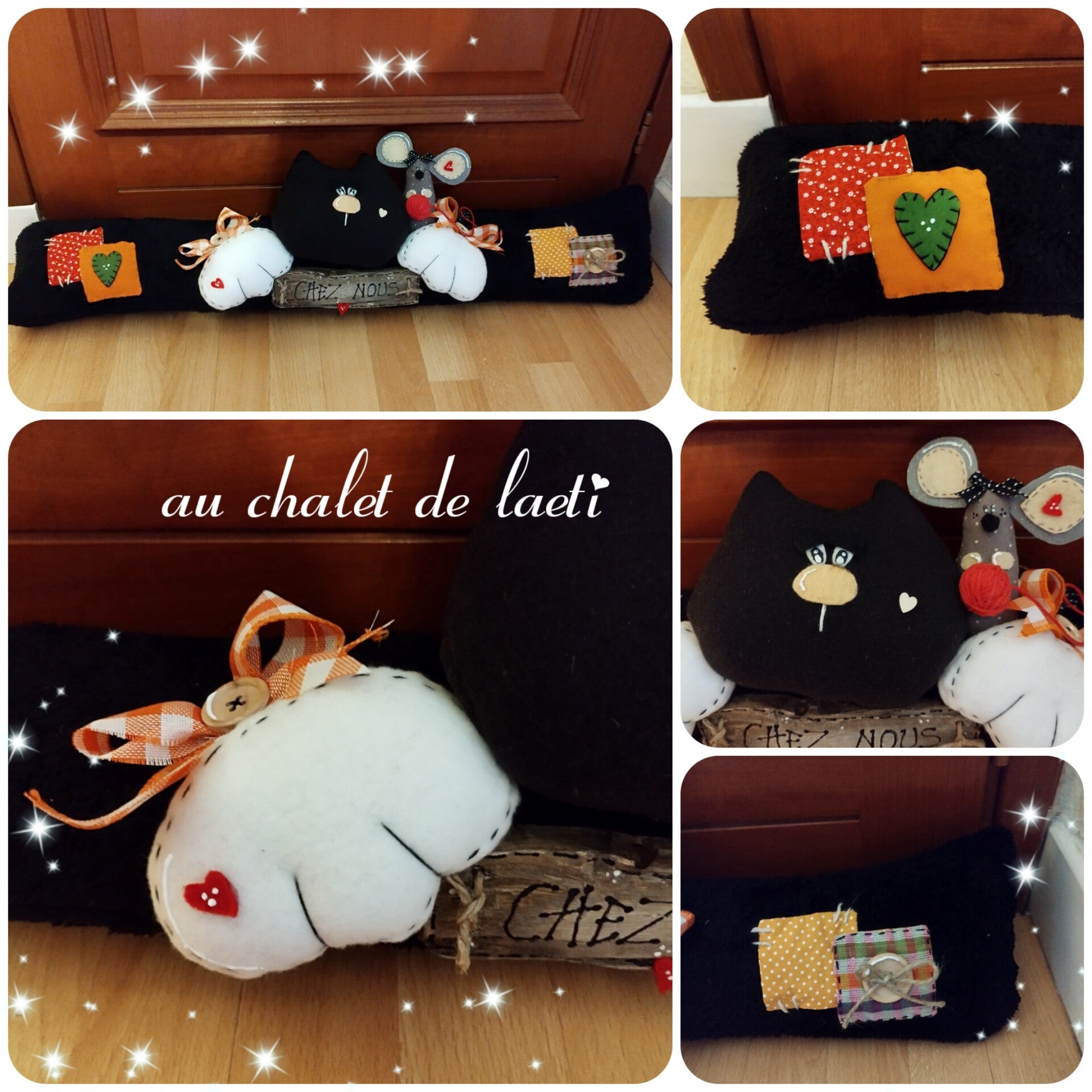 Boudin de porte "chez nous" chat noir