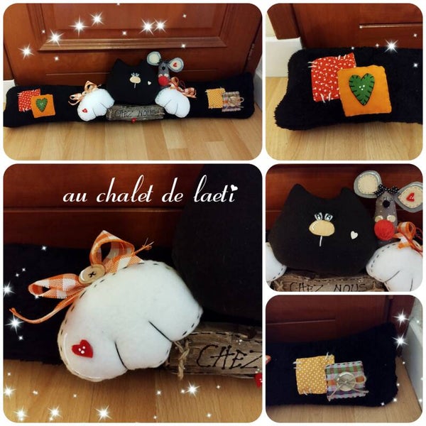 Boudin de porte "chez nous" chat noir