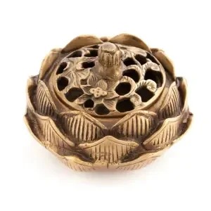 Lotus - Räuchergefäß mit Deckel aus Messing