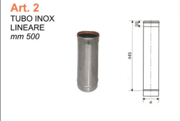 TUBO INOX LINEARE mm 500 dm 120
