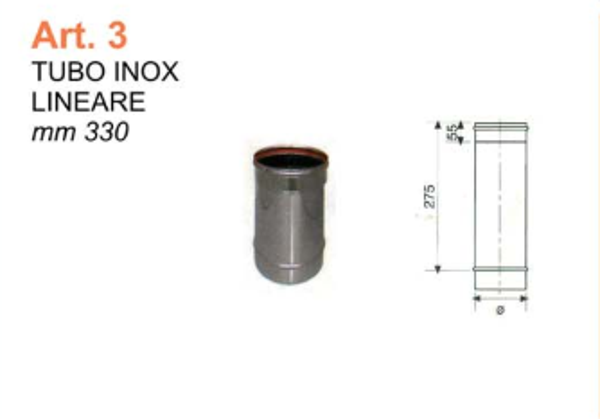 TUBO INOX LINEARE mm 330 dm 150