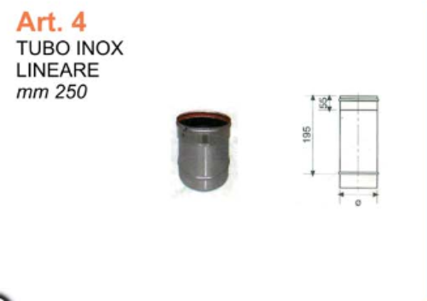 TUBO INOX LINEARE mm 250 dm 140