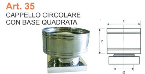 CAPPELLO CIRCOLARE CON BASE QUADRATA dm 420x420