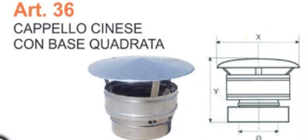CAPPELLO CINESE CON BASE QUADRATA dm 220x220