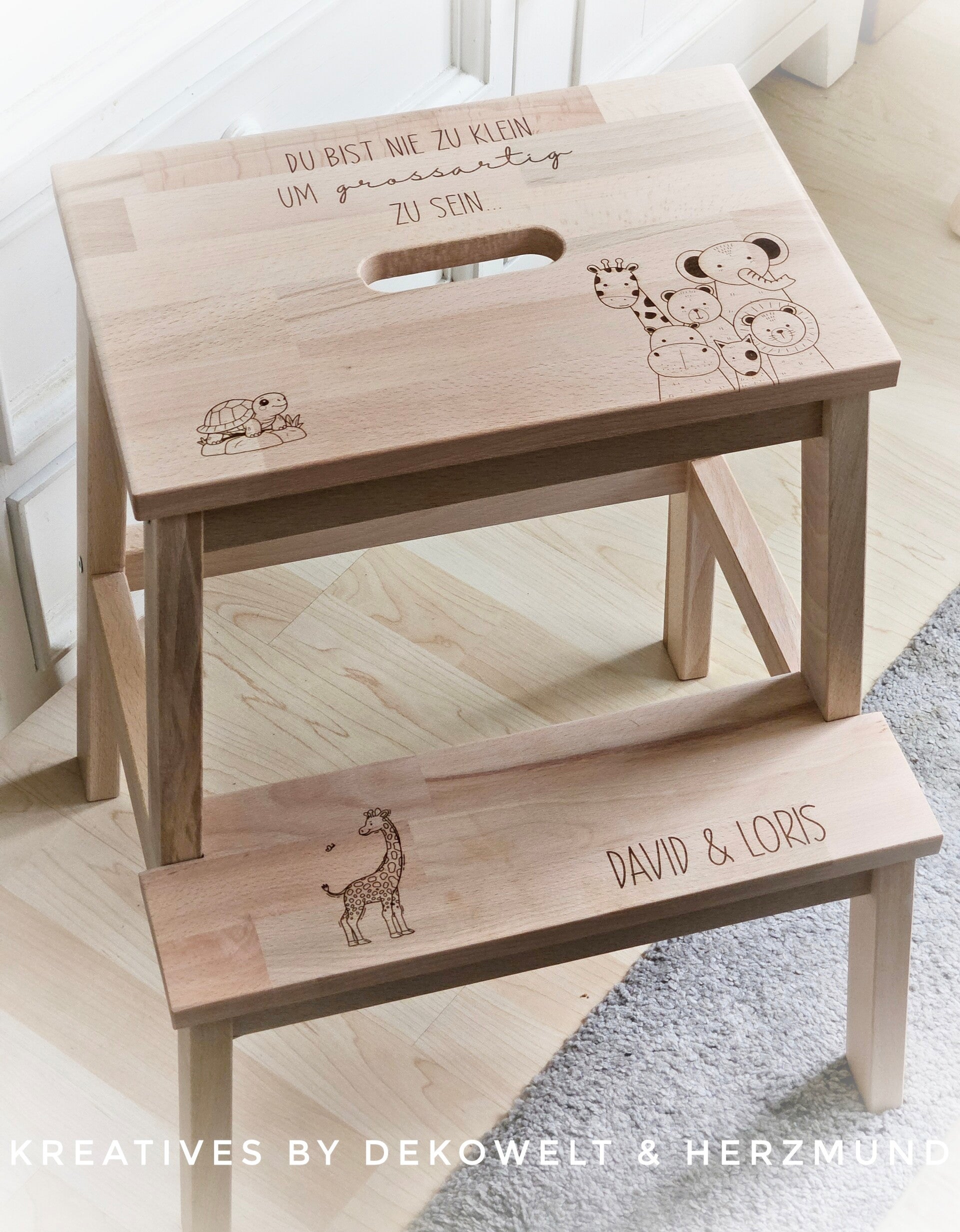 Tritthocker Jungle mit Gravur