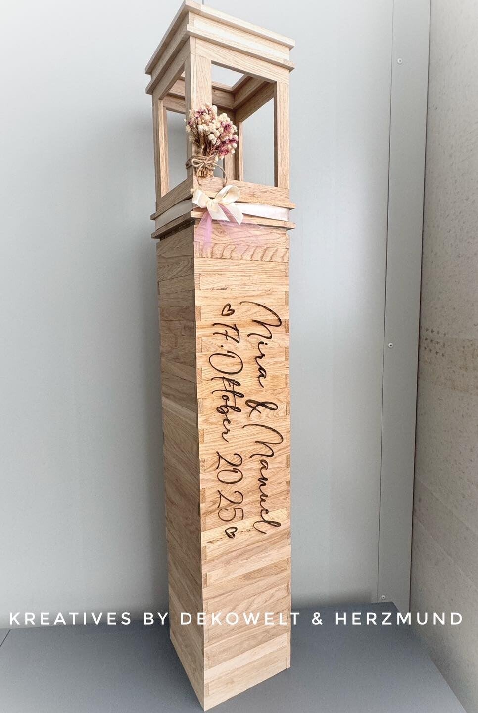 Holzlaterne mit Gravur GROSS