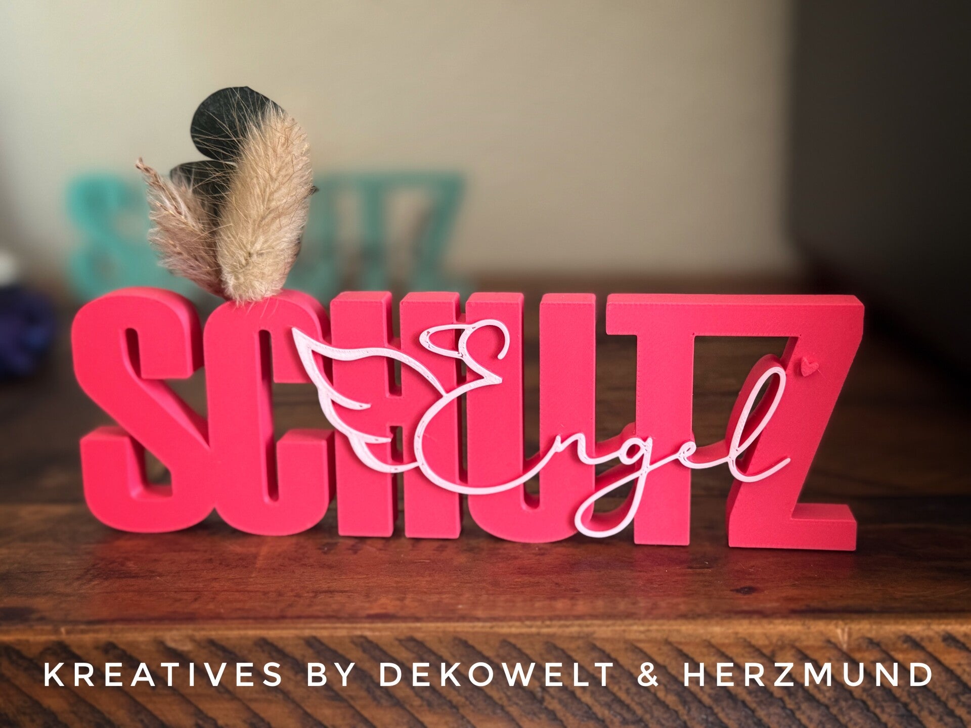 Schutzengel Schriftzug mit Blumenloch