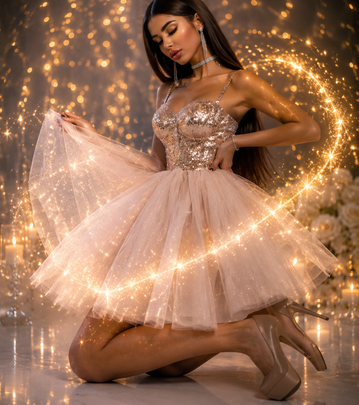 Gold Sequin Princess Dress