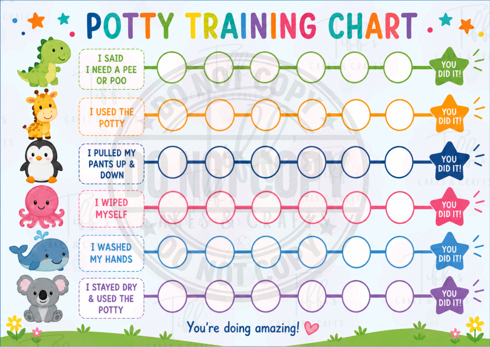 Animal Potty Training Chart *DIGITAL DOWNLOAD*