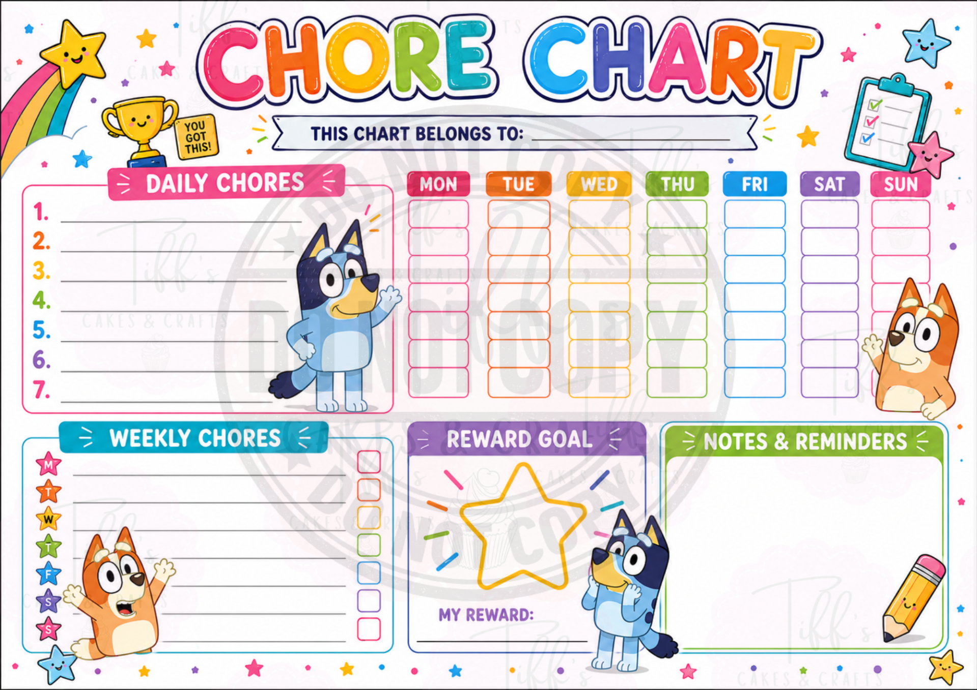 Blue Dog & Family Chore Chart *DIGITAL DOWNLOAD*