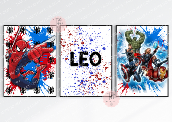 Red superhero prints