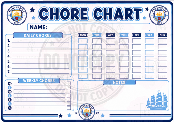 Man City Fc Chore Chart *DIGITAL DOWNLOAD*
