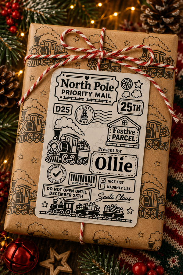 Train Themed Postal Label