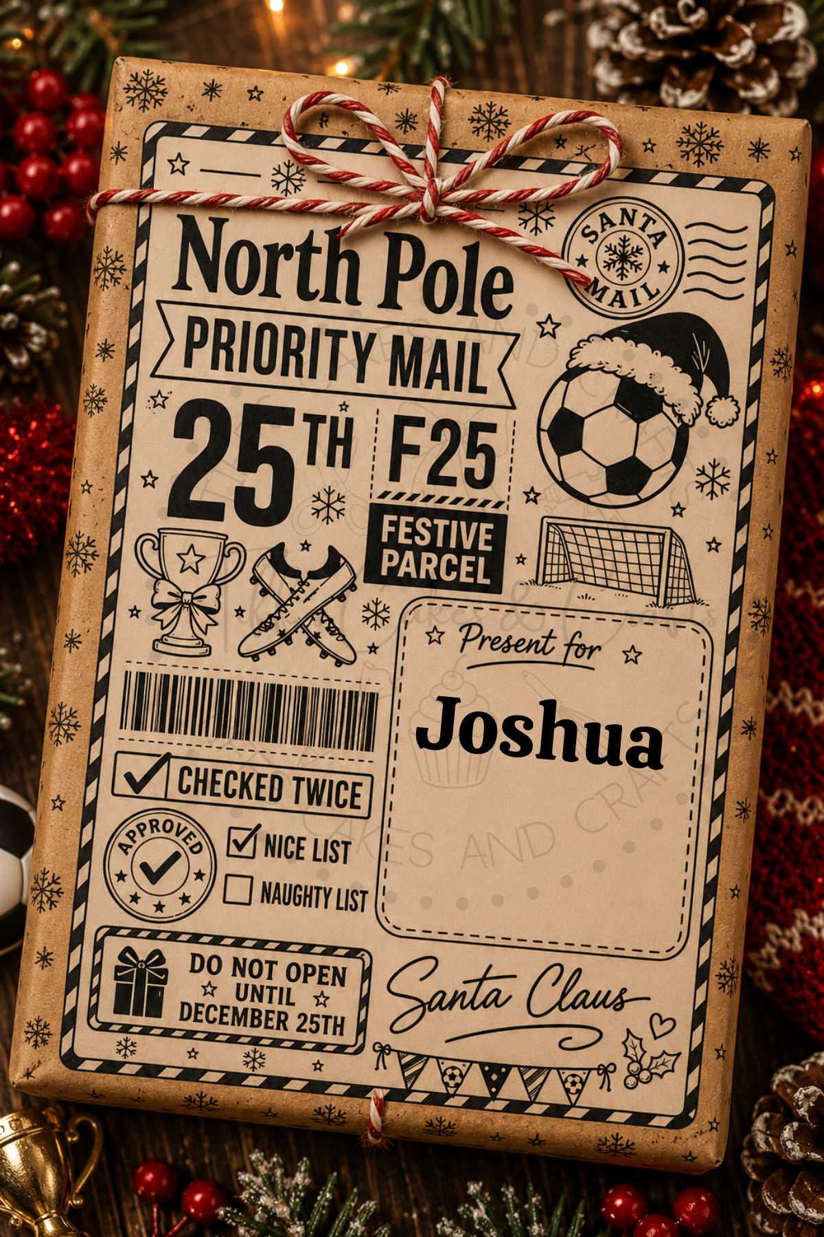 Football Themed Postal Label