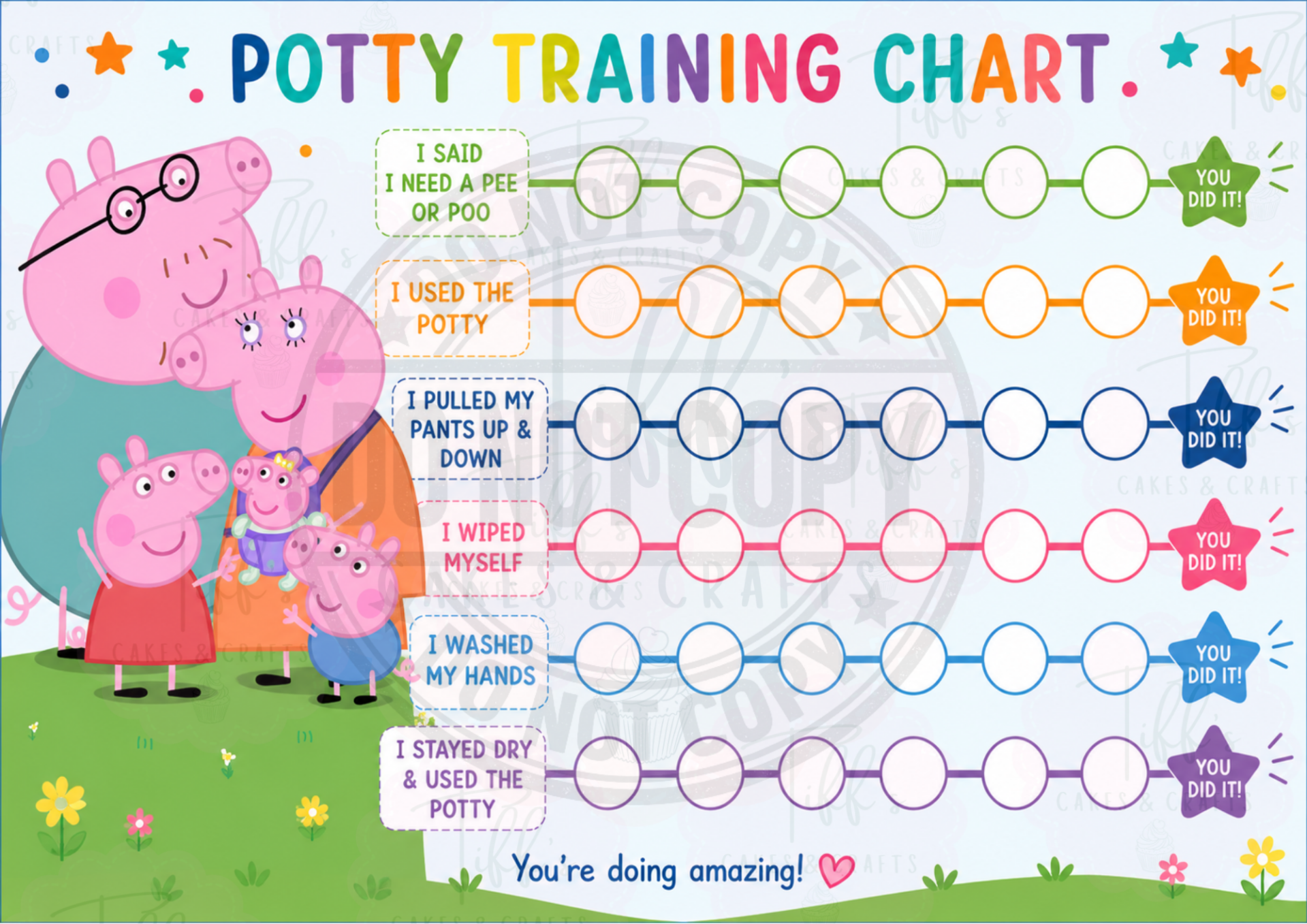 Pig & Family Potty Training Chart *DIGITAL DOWNLOAD*