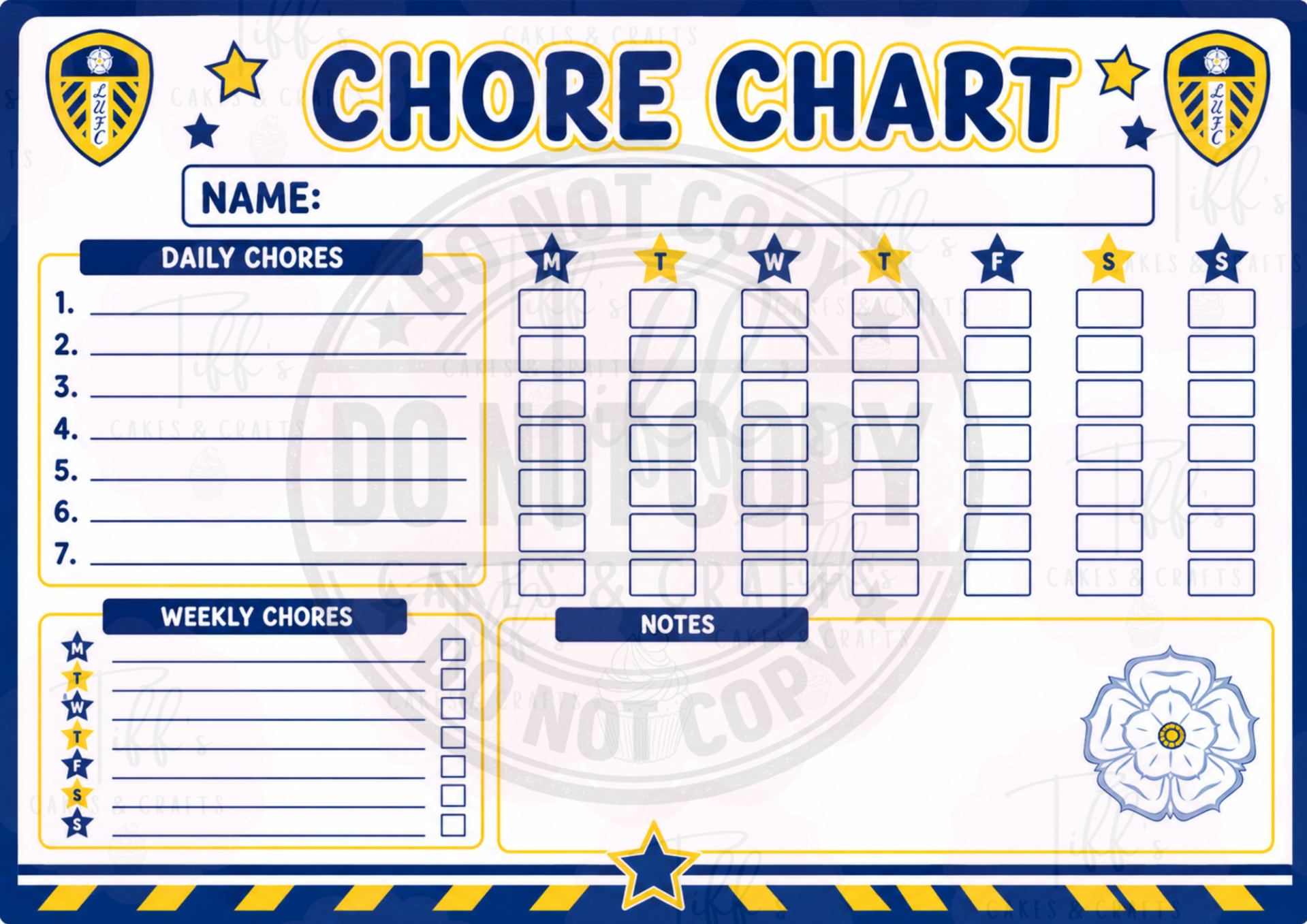 Leeds FC Chore Chart *DIGITAL DOWNLOAD*