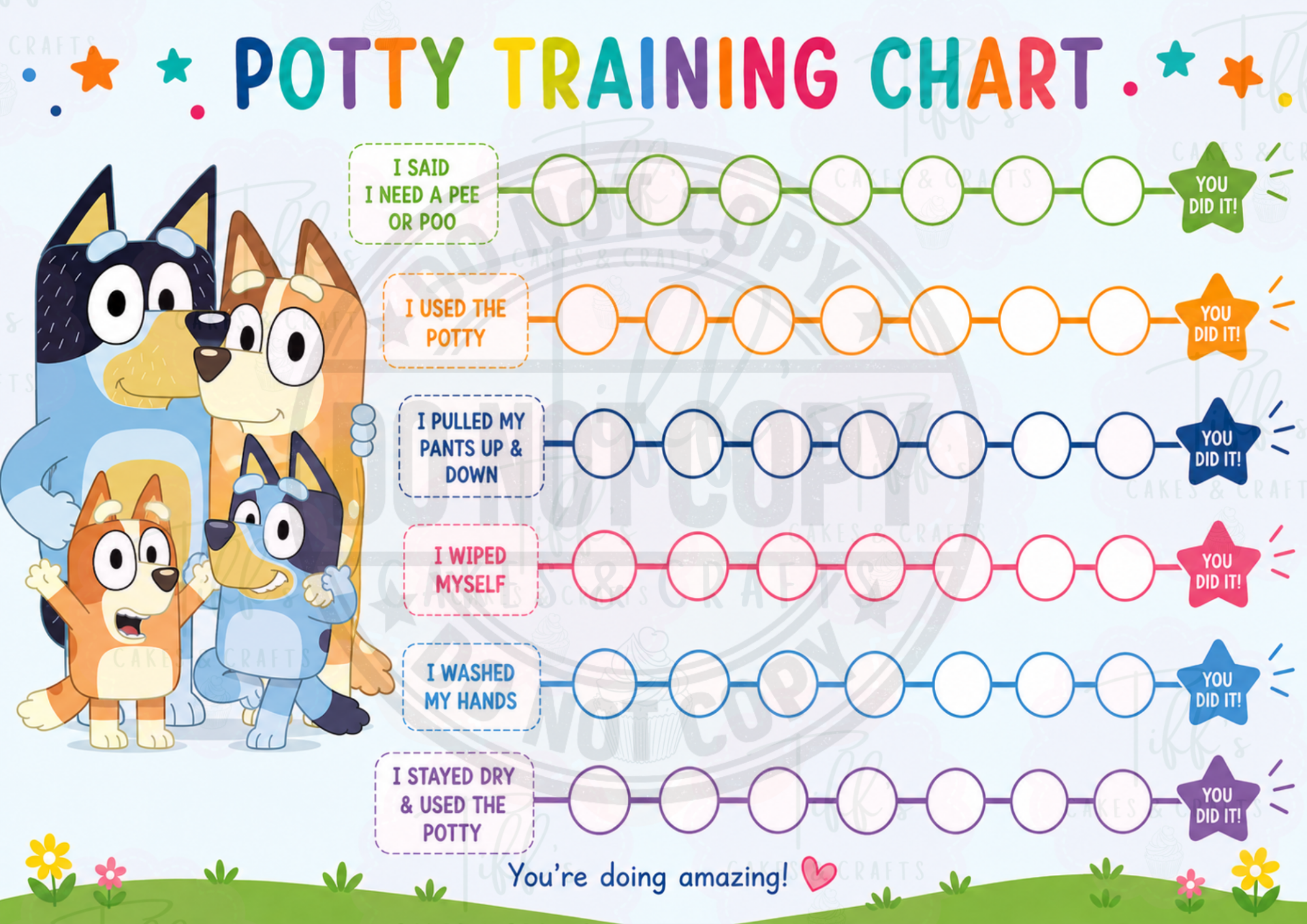 Blue dog & Family Potty Training Chart *DIGITAL DOWNLOAD*