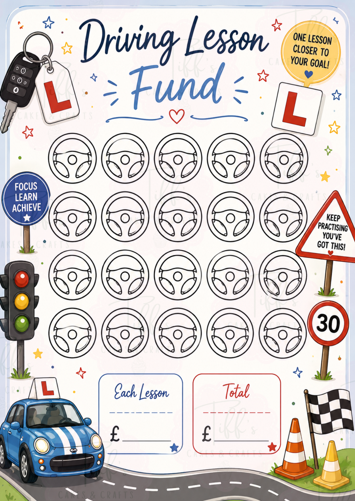 Blue Driving Lesson Tracker *DIGITAL DOWNLOAD*