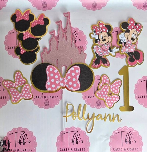 Minnie mouse cake topper & charm set