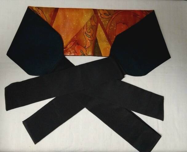 Ceinture obi en soie naturelle 275 cm noir vermillon