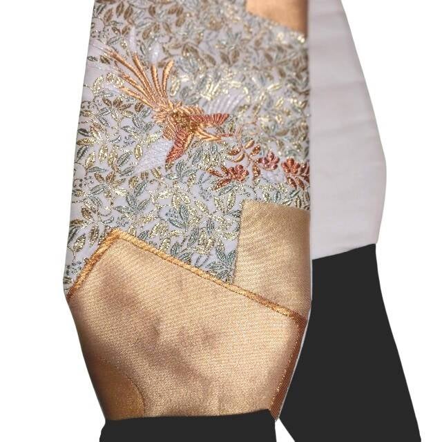 Ceinture obi en soie naturelle 270 cm crème fil d'or 24 carats