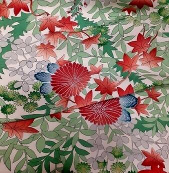 Crêpe de soie avec fleurs ancienne 55x36cm