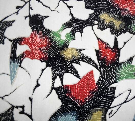 La soie avec un oiseau unique 40x35cm