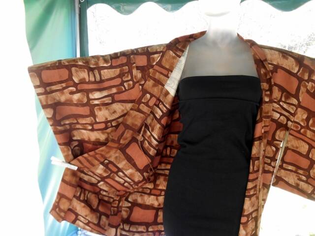 Veste kimono Haori 'Brick Wall' soie 1960-70