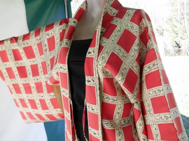 Magnifique haori en soie framboise clair