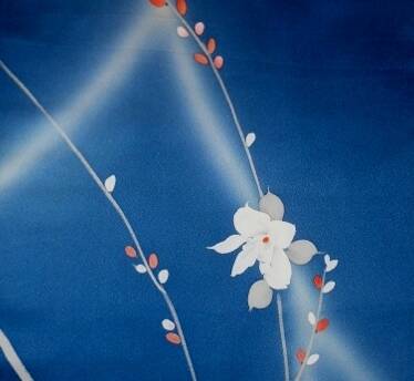 Soie brillante 160x36cm motifs imprimés à la main