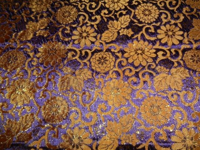Kinran brocart soie violet/d'or de 10x67cm à 100x67cm