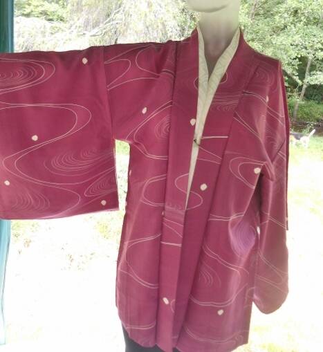 haori kimono court 'Les Rivièrs et shibori' neuf 1960