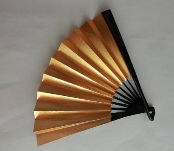 Eventail ancien/vintage pour danse japonaise or/argent 18-27cm