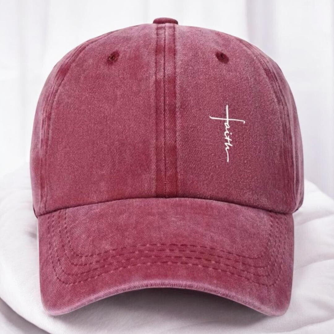 Unisex Breathable Washed Baseball Cap with Cross Embroidery – Adjustable Everyday Faith Cap