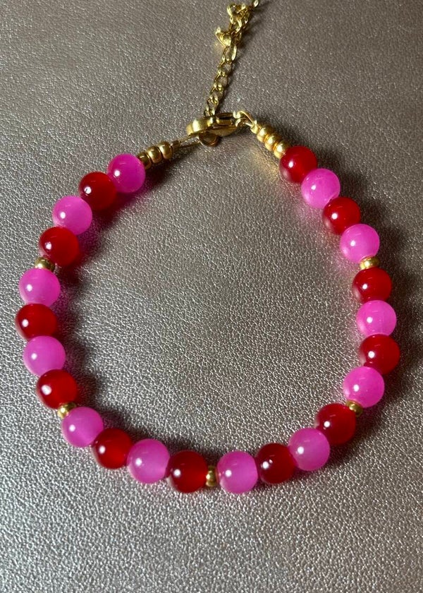 Armband Ziss - roze/rood goud/zilver