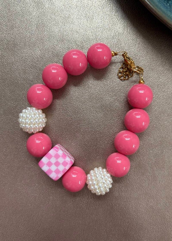 Bloom Crush Armband - Geblokt Roze