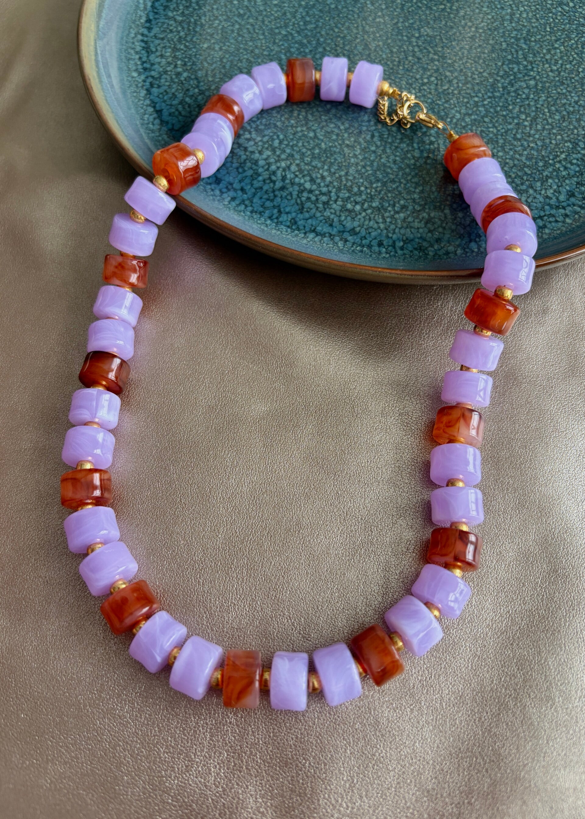Autumn Glow - ketting Falling for you - lila camel