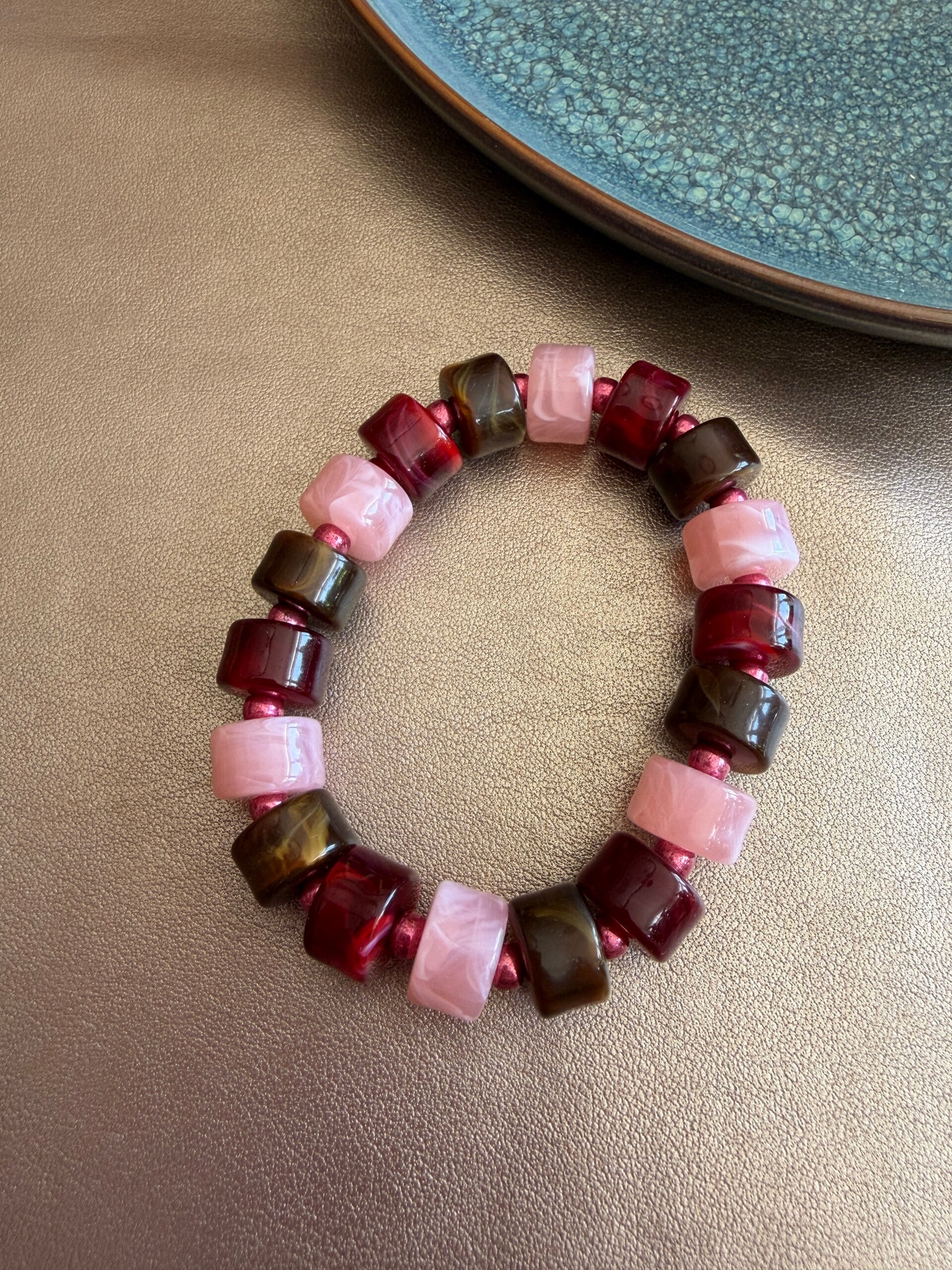 Autumn Glow - Armband falling for you - bruin/rood/roze