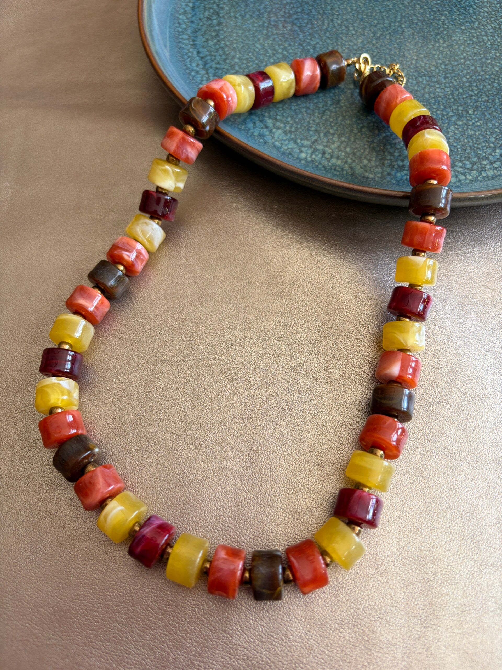 Autumn Glow - ketting Falling for you - bruin/geel/rood