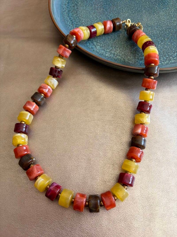Autumn Glow - ketting Falling for you - bruin/geel/rood