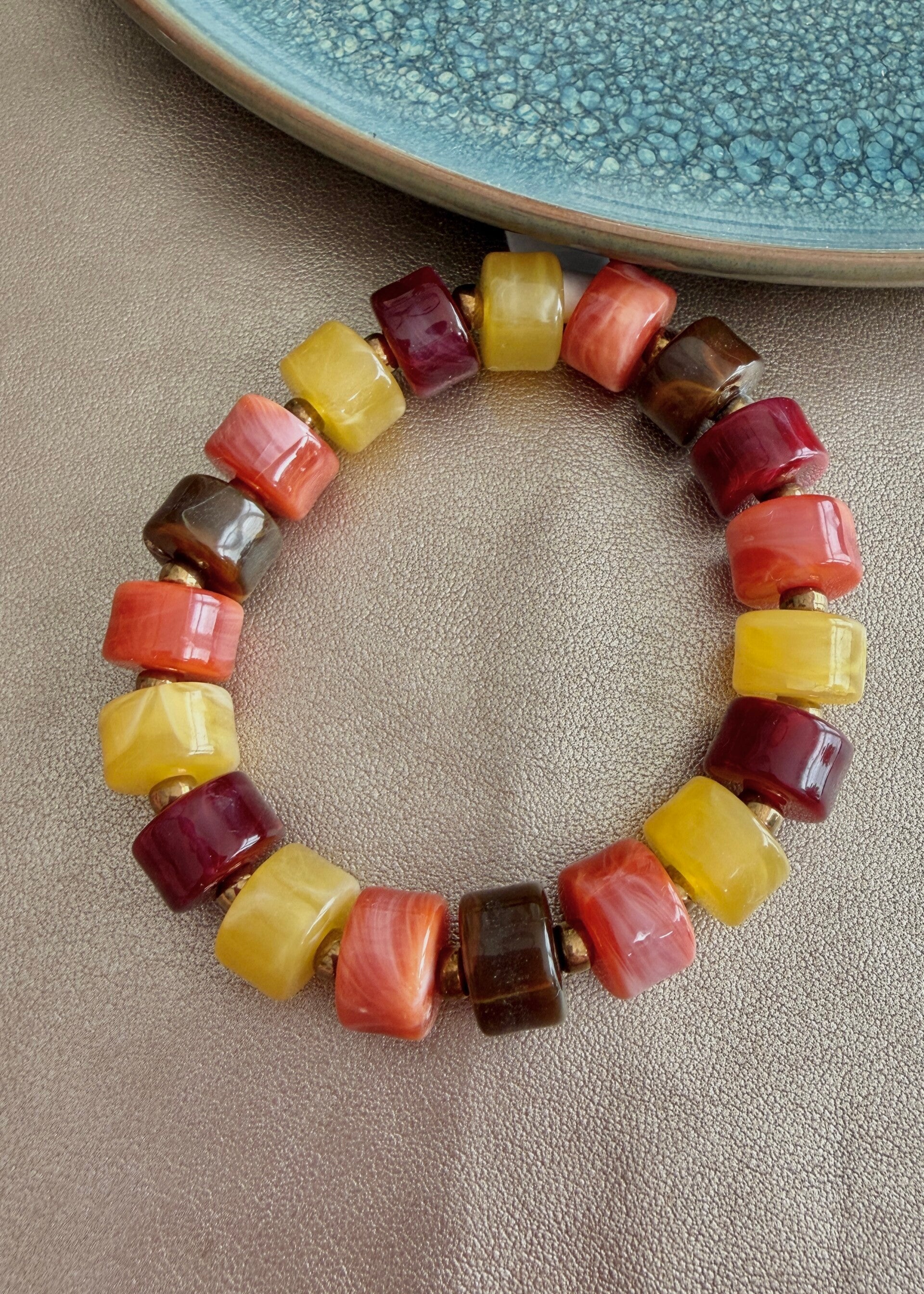 Autumn Glow - Armband Falling for you - bruin/geel/rood