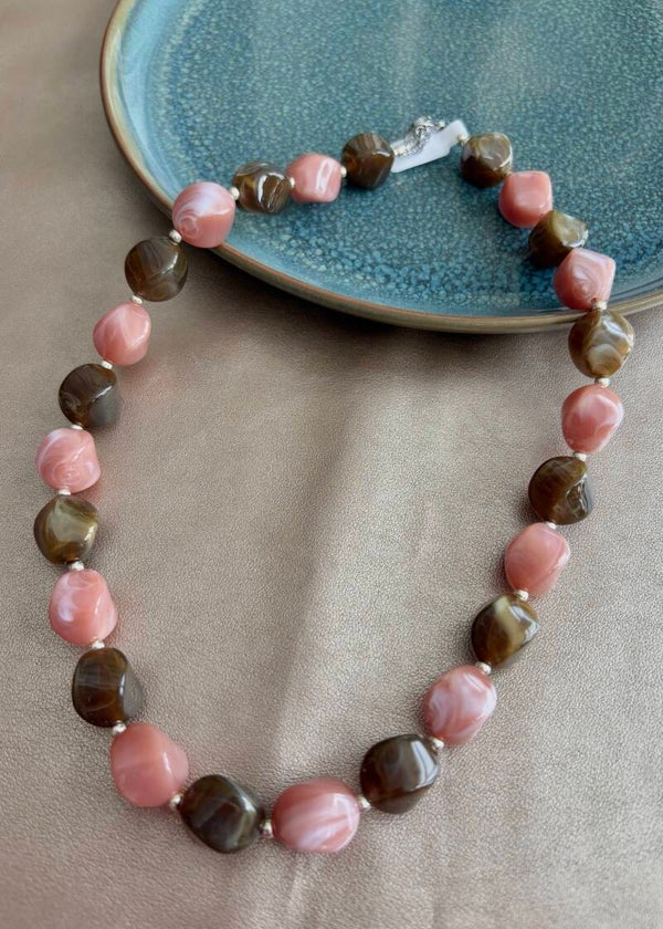 Autumn Glow - ketting Sienna - Bruin/Roze